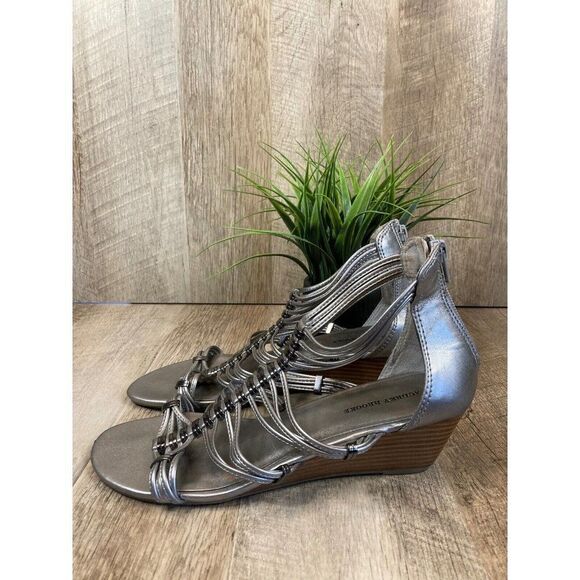 Audrey Brooks Sophia Gladiator Silver Zip Back Womens Size 9 Sandals - Picture 4 of 12